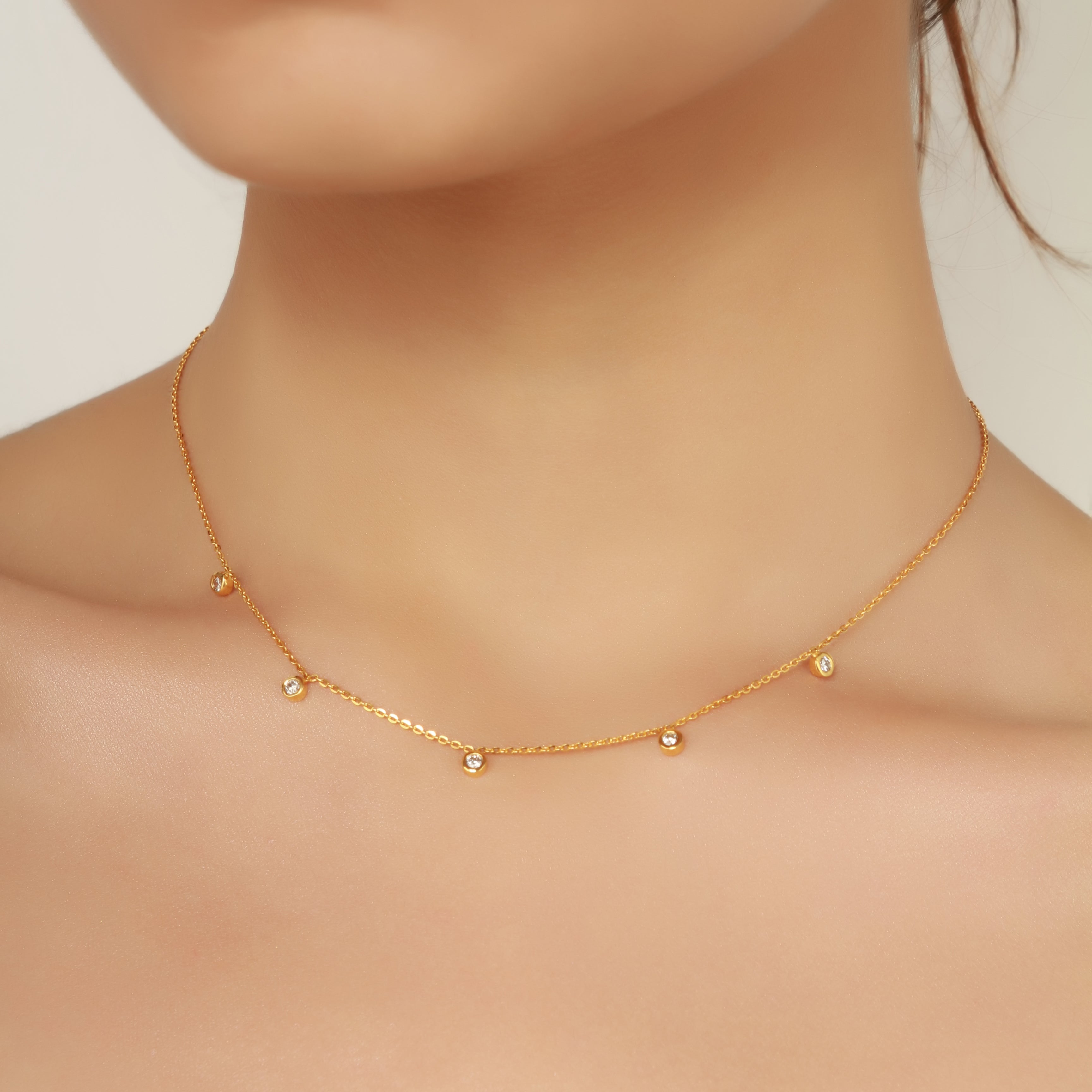 Tiny Bezel Set Diamond Necklace White Gold | Scarlett Jewellery Label