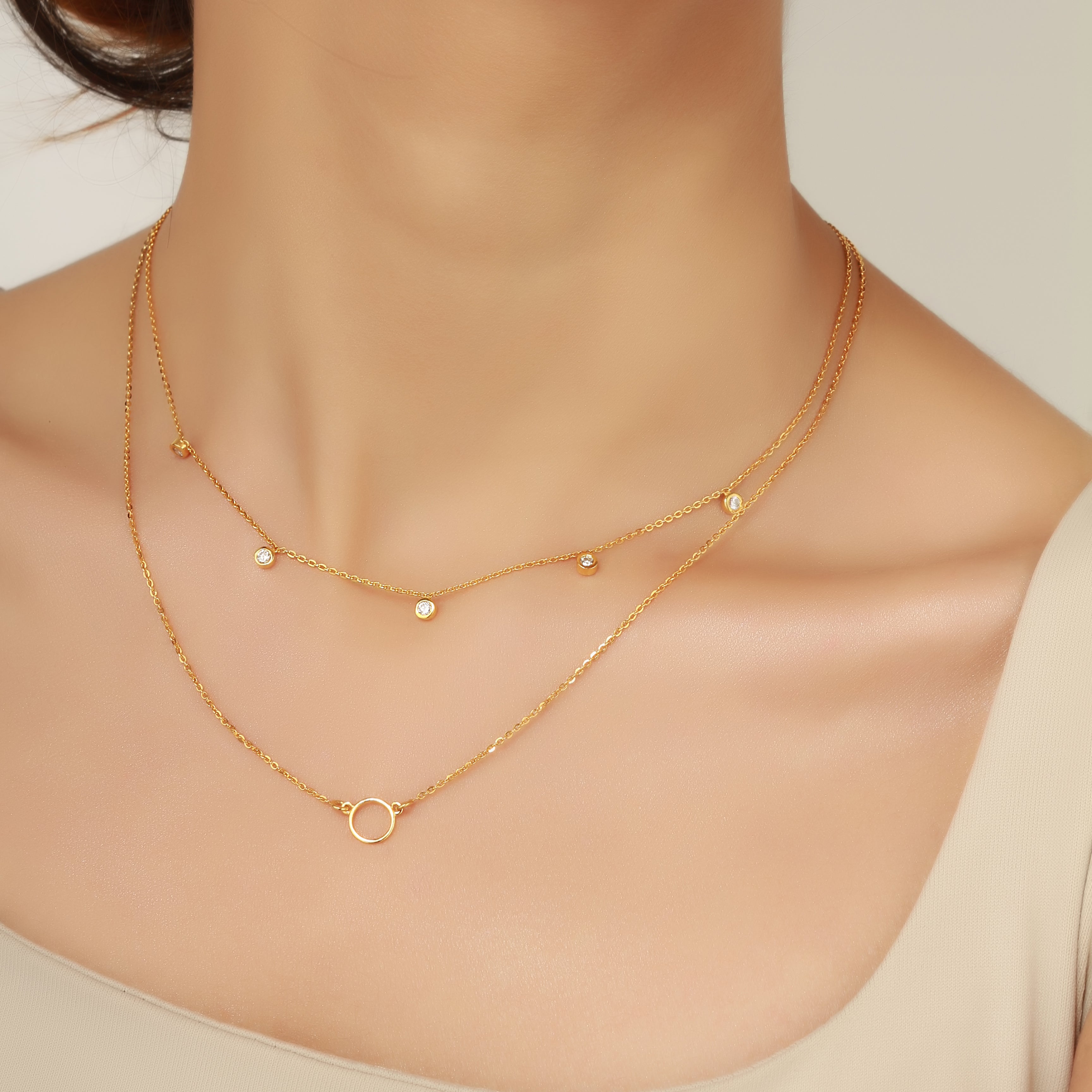 Circle necklace, gold necklace for women, fine jewellery