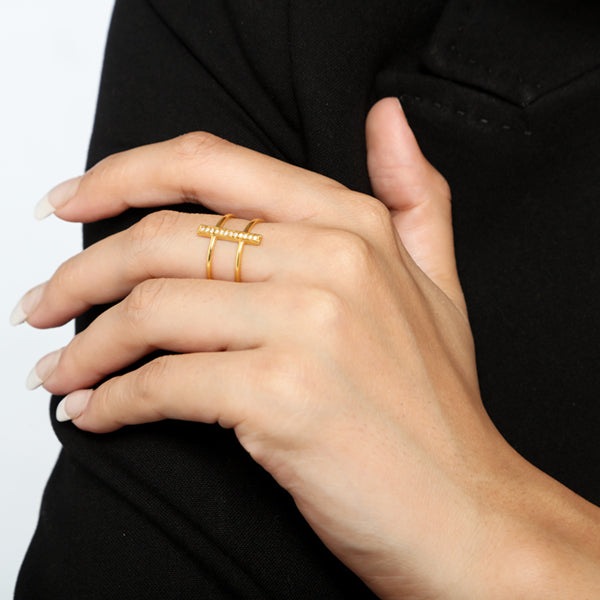 diamond double ring for women