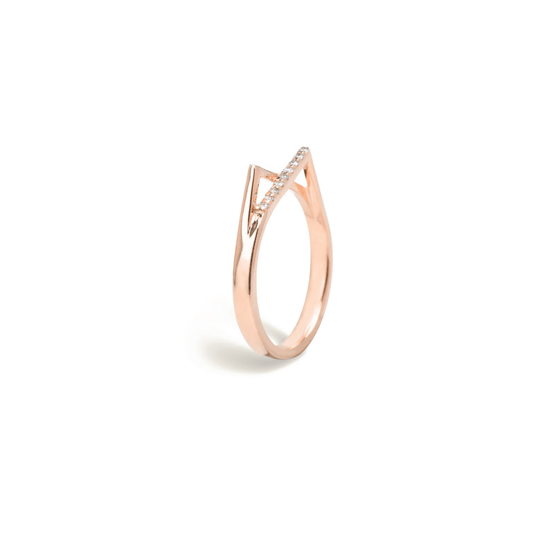 Gold diamond ring for women In rose gold colour