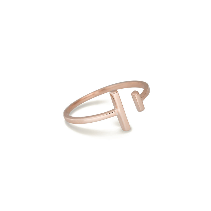 Gold ring open bar ring for women In rose gold colour 