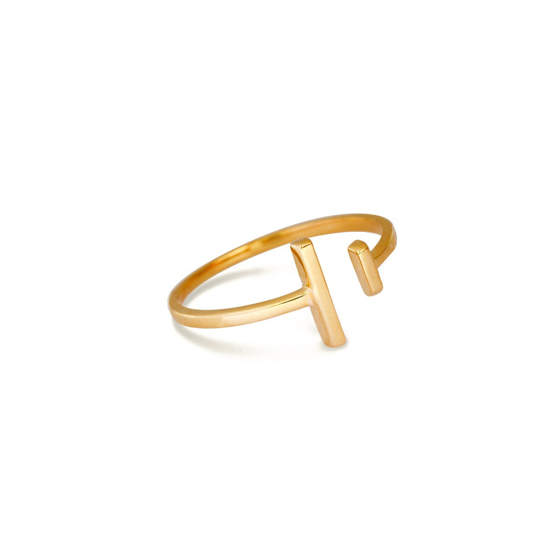 Gold open bar ring for women, Jewelry for girlfriend, minimalist jewellery