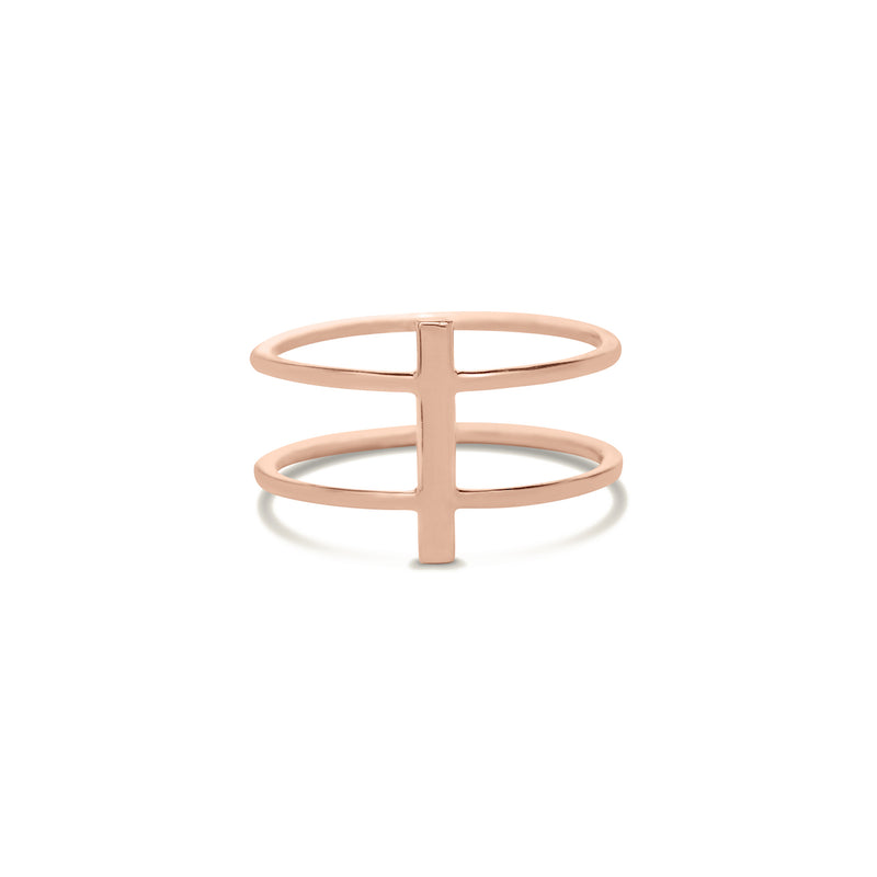 Gold bar double ring for women In rose gold colour 