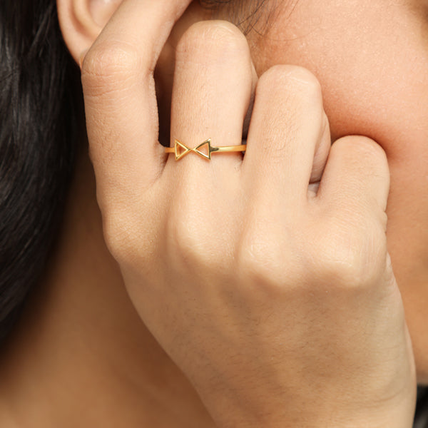 Gold bow ring for women, Jewelry for girlfriend, minimalist jewellery, real gold jewelry