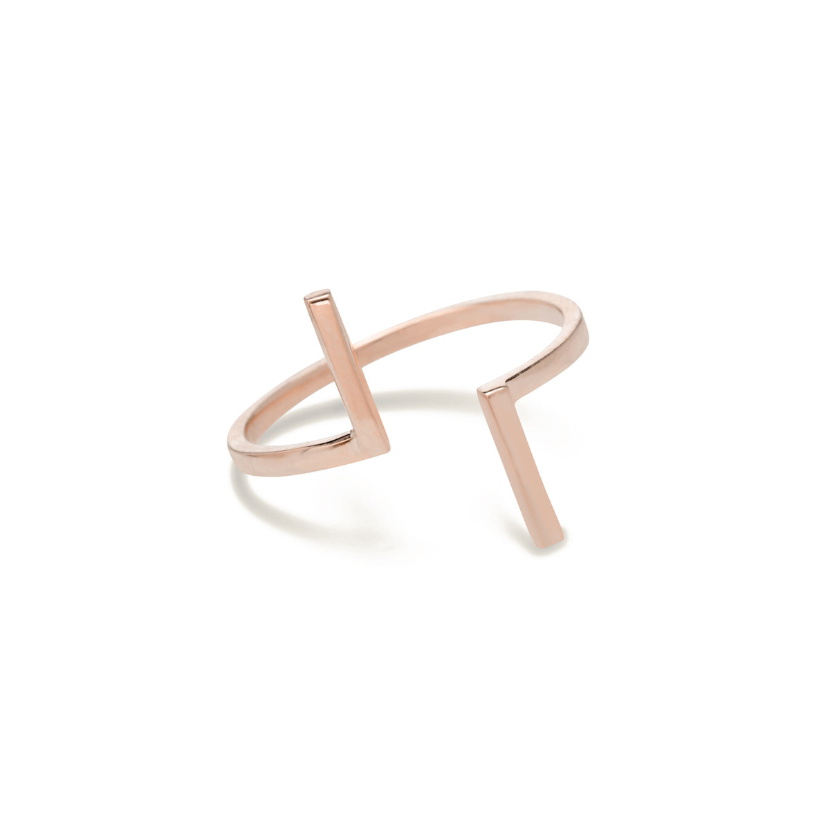 gold bar ring for women in rose gold colour