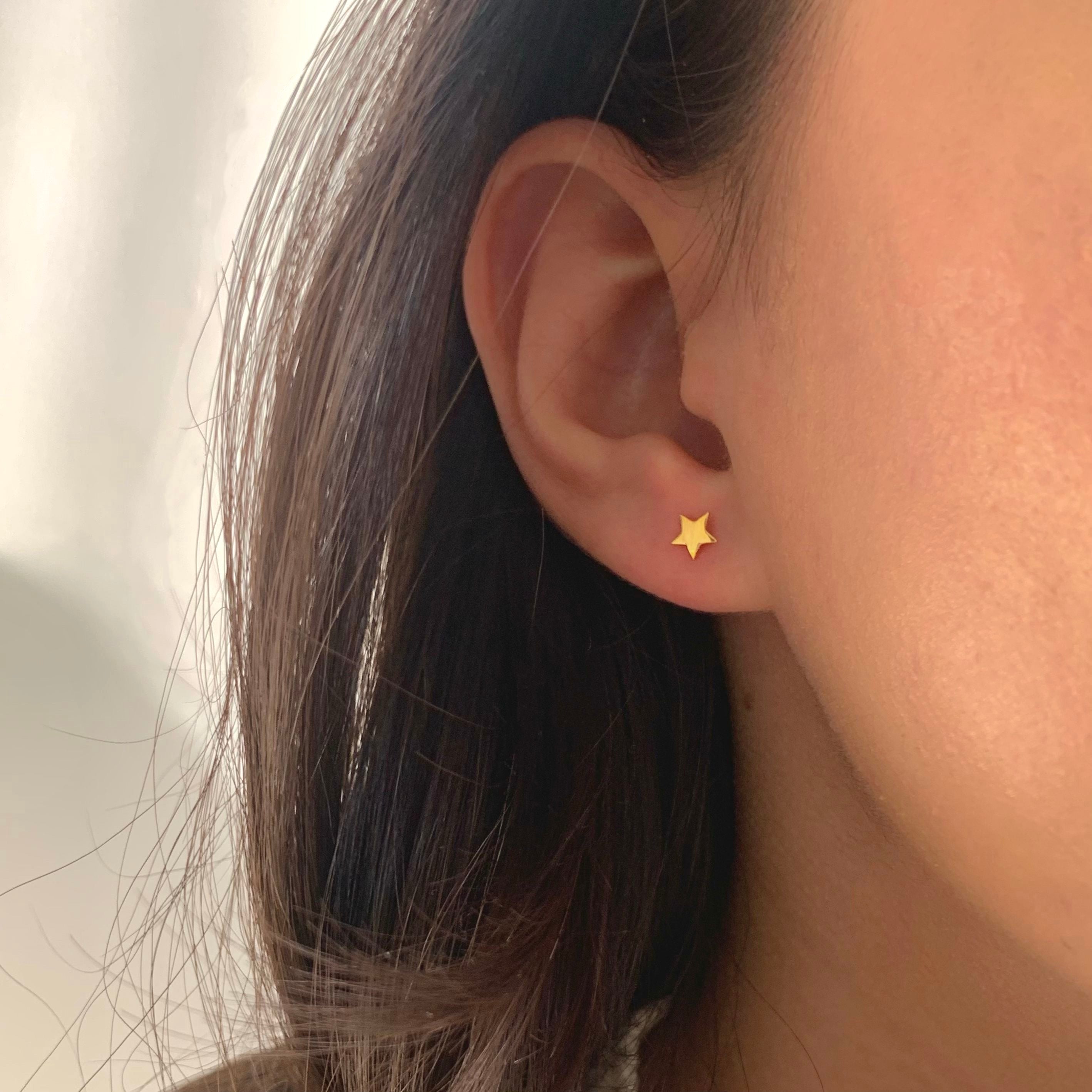 Little Pavé Star Stud Earrings - Rose Gold Vermeil - Azendi