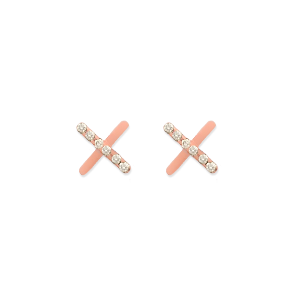 Fancy Cross 14K Rose Gold Loca Earrings | SK Jewellery