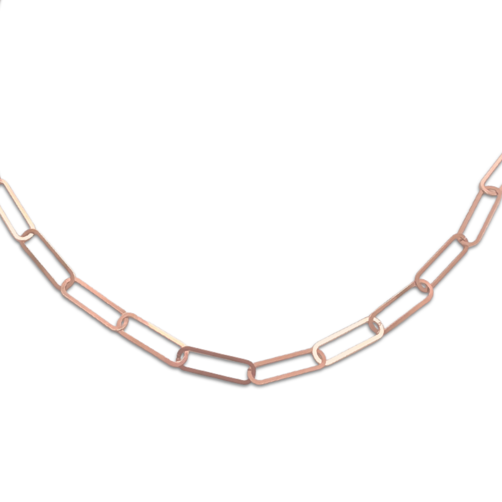 Paperclip chain online necklace rose gold
